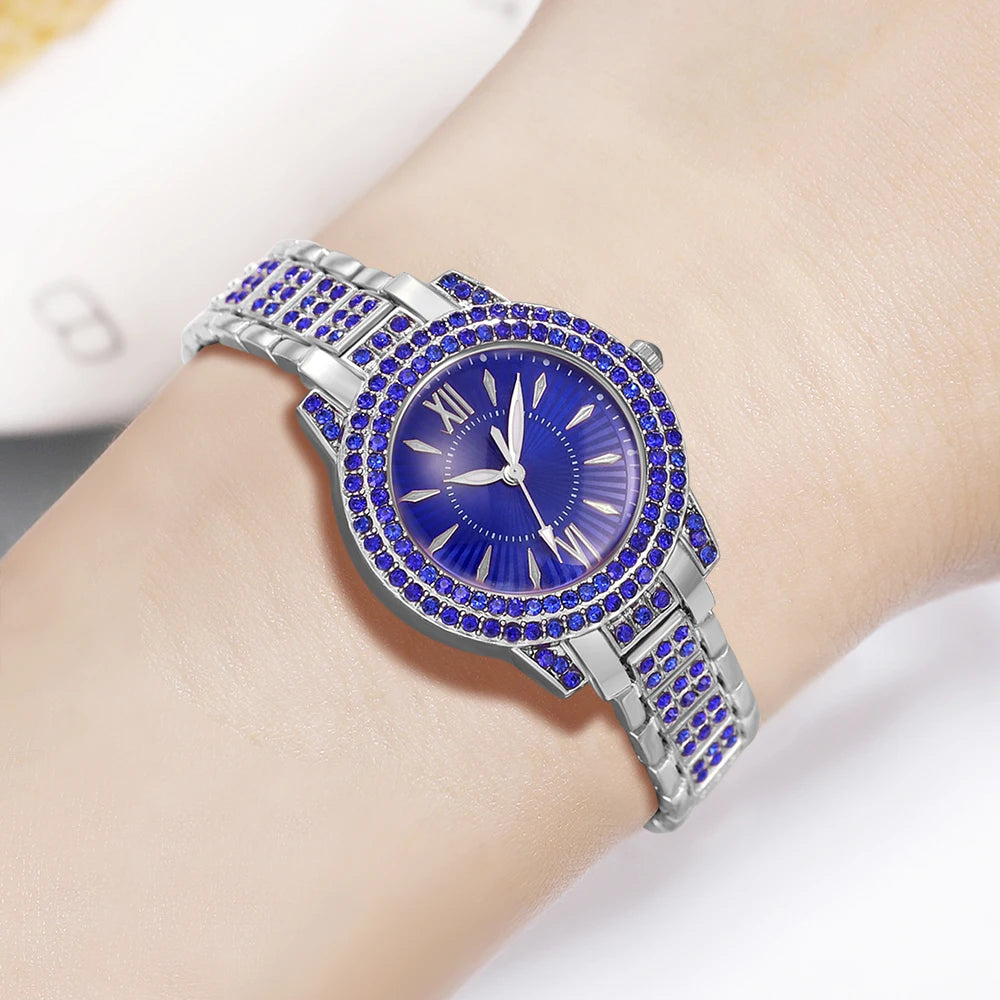 6-Piece Luxury Blue Jewelry & Watch Gift Set