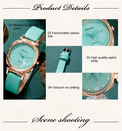 Turquoise Sparkle Collection: 5-Piece Jewelry & Watch Set with Crystal Accents