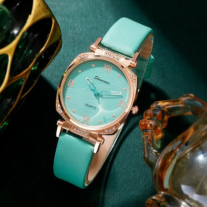 Turquoise Sparkle Collection: 5-Piece Jewelry & Watch Set with Crystal Accents