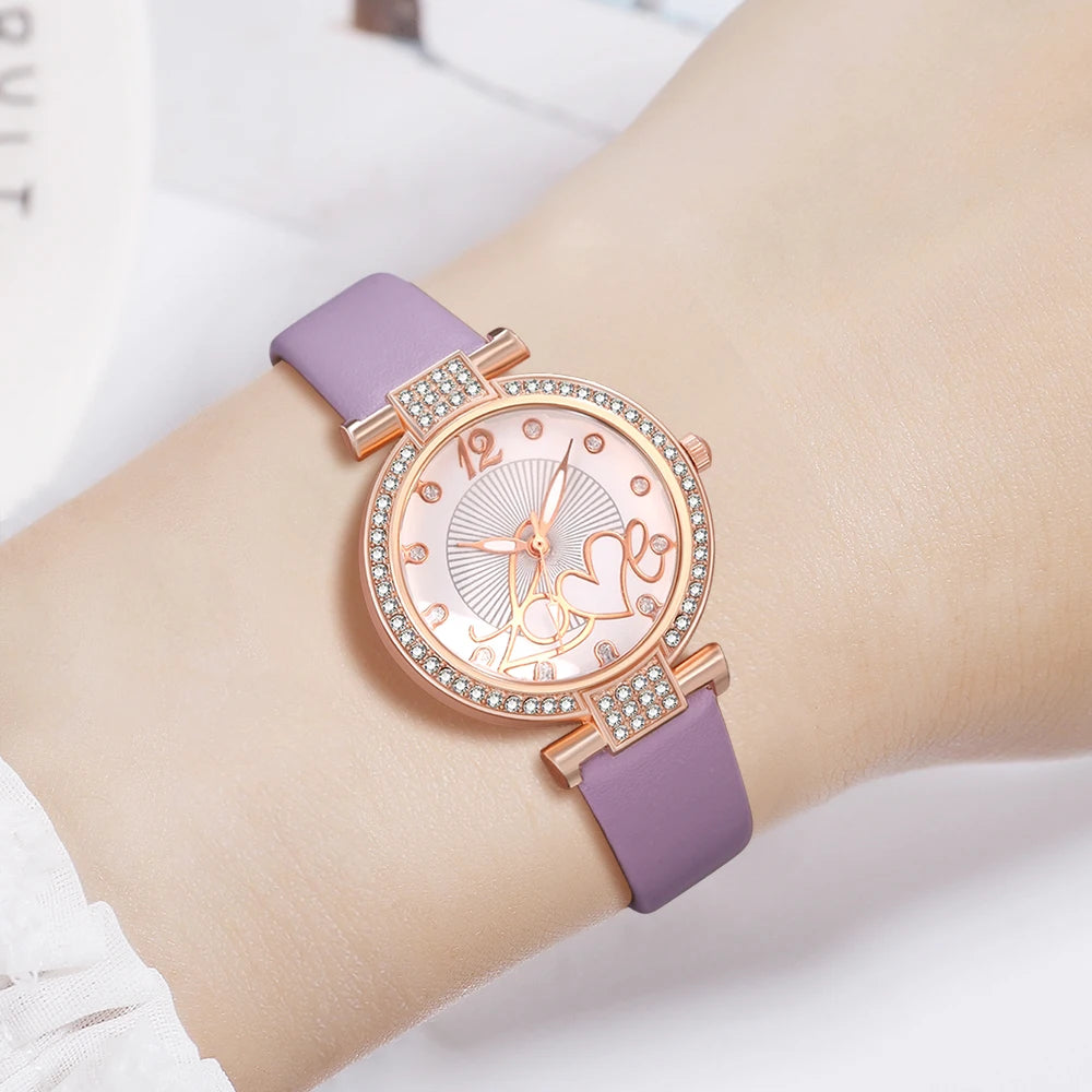 Butterfly Dreams: 5-Piece Jewelry & Watch Set with Lavender Accents