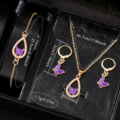 Butterfly Dreams: 5-Piece Jewelry & Watch Set with Lavender Accents