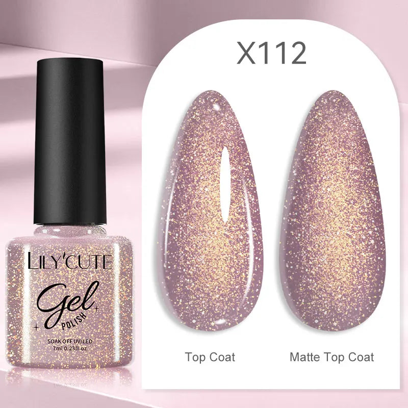 LilyCUTE Champagne Gold Glitter Liner Gel – Reflective & Long-Lasting Nail Art Gel