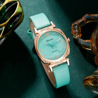 Turquoise Sparkle Collection: 5-Piece Jewelry & Watch Set with Crystal Accents