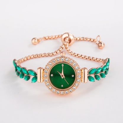 Feather Bracelet Watch: Crystal Elegance in Every Detail