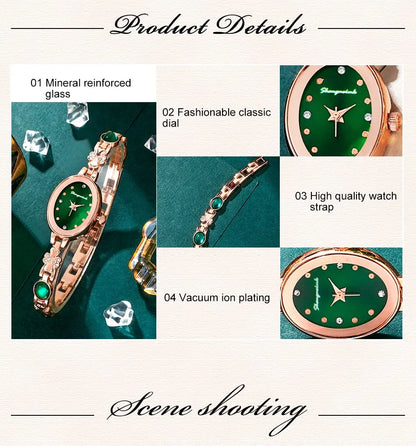 Emerald Radiance Collection 2025: Elegant 5-Piece Jewelry & Watch Set in Luxe Green