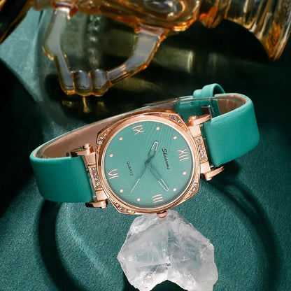 Turquoise Sparkle Collection: 5-Piece Jewelry & Watch Set with Crystal Accents