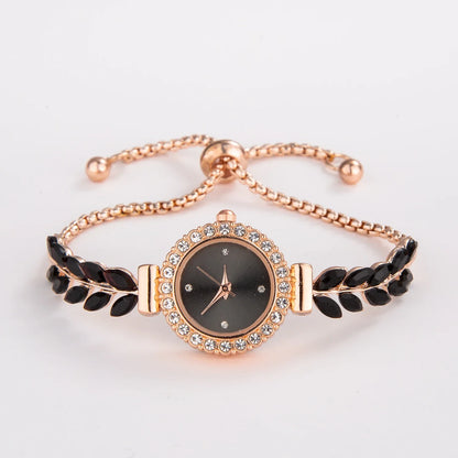 Feather Bracelet Watch: Crystal Elegance in Every Detail