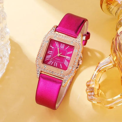 The Rose Red Luxe Collection: 6-Piece Gemstone Jewelry & Watch Set