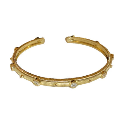 Exquisite Gold & Silver Gemstone Bangle: Adjustable & Timeless Elegance