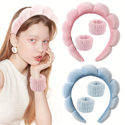 Plush Skincare Headband & Wristband Set – Soft, Absorbent & Perfect for Self-Care