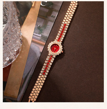 Scarlet Glam Collection: 6-Piece Red Crystal Jewelry & Watch Set