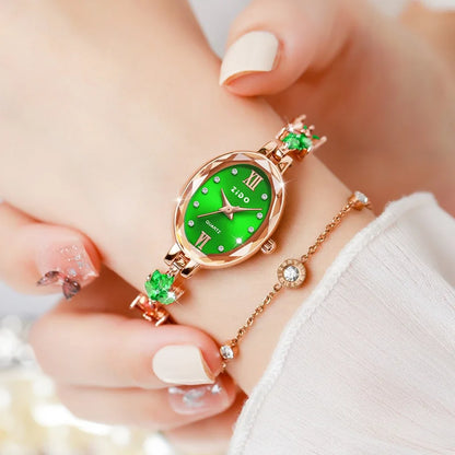 Luxury Oval Diamond Ladies Watch – Elegant Waterproof Quartz Bracelet