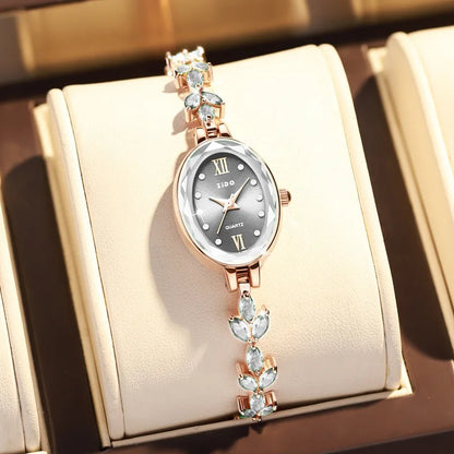 Luxury Oval Diamond Ladies Watch – Elegant Waterproof Quartz Bracelet