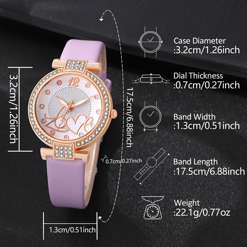 Butterfly Dreams: 5-Piece Jewelry & Watch Set with Lavender Accents