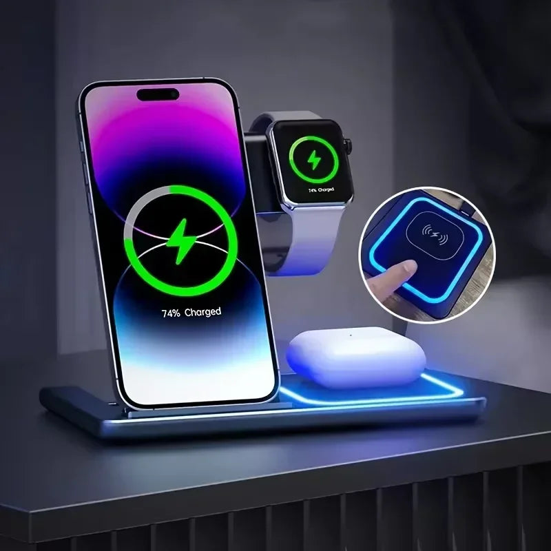 3-in-1 Wireless Charging Station for iPhone, Apple Watch & AirPods