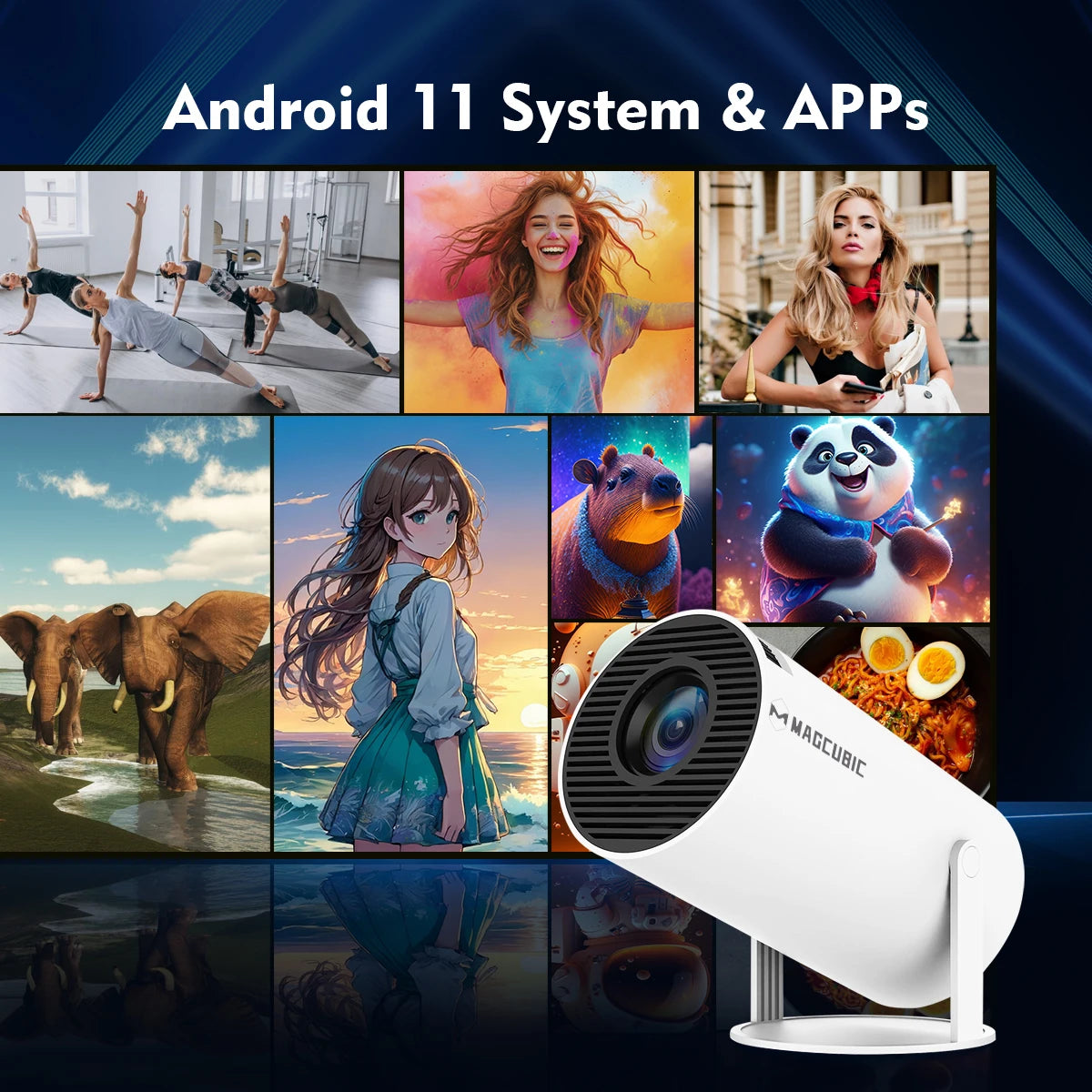 4K Ultra HD Smart Projector with Android 11, Dual WiFi & 180° Flex Design