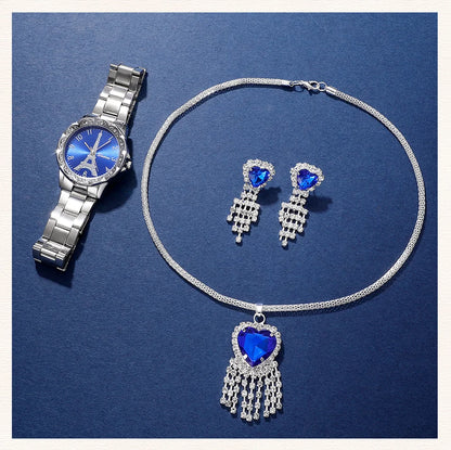 Parisian Dream Collection: Eiffel Tower Watch & Blue Heart Jewelry Set