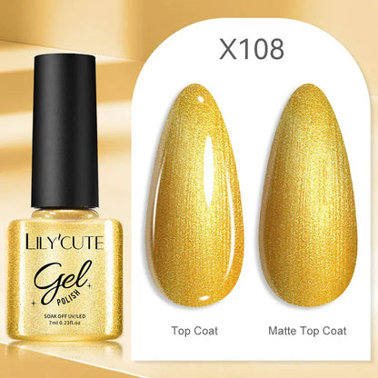 LilyCUTE Champagne Gold Glitter Liner Gel – Reflective & Long-Lasting Nail Art Gel