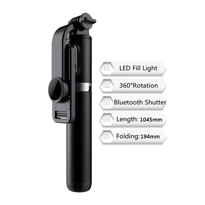 Wireless Bluetooth Selfie Stick Tripod with LED Fill Light & Stabilizer - Ultimate Content Creator Tool