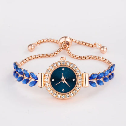 Feather Bracelet Watch: Crystal Elegance in Every Detail