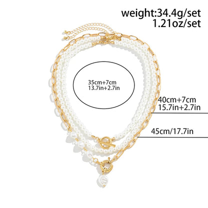 Elegant Pearl Multi-Layer Necklace: Minimalist Gold Choker with Timeless Pearls