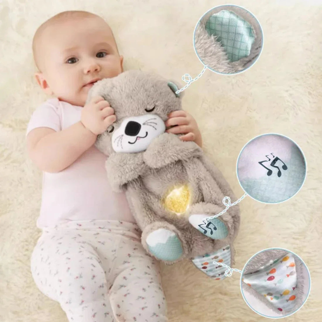 Soothe 'n Snuggle Otter Plush Toy With Rhythmic Breathing Motions - LoveInTheBox